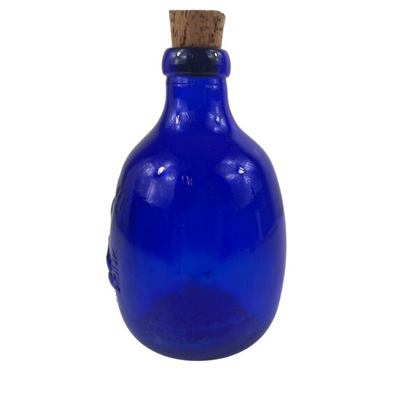 Shoei Cobalt Blue Glass Bottle Embossed Smash & Light Design Cork Stopper - Picture 5 of 10
